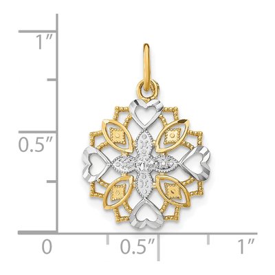 14K Yellow Gold Flower Heart Charm – view 4
