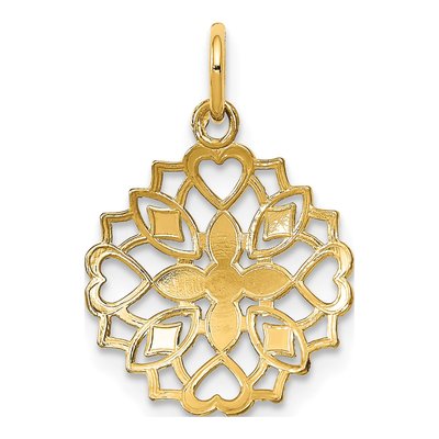 14K Yellow Gold Flower Heart Charm – view 5
