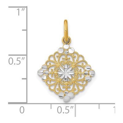 14K Yellow Gold Filigree Medallion Charm – view 4