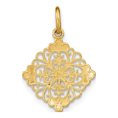 14K Yellow Gold Filigree Medallion Charm – view 5