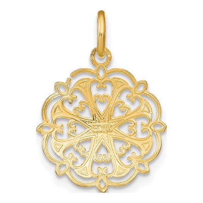 14K Yellow Gold Filigree Heart Charm – view 5