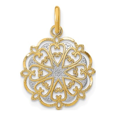 14K Yellow Gold Filigree Heart Charm