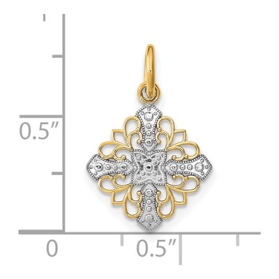 14K Yellow Gold Filigree Medallion Charm – view 4