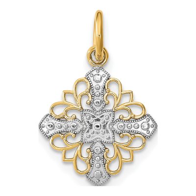 14K Yellow Gold Filigree Medallion Charm