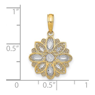 14K Yellow Gold Filigree Flower Charm – view 4