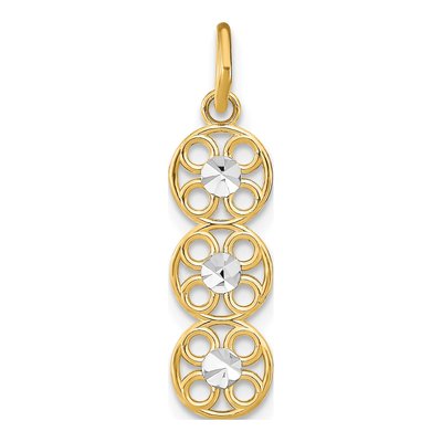 14K Yellow Gold 3-Circle Diamond-Cut Charm