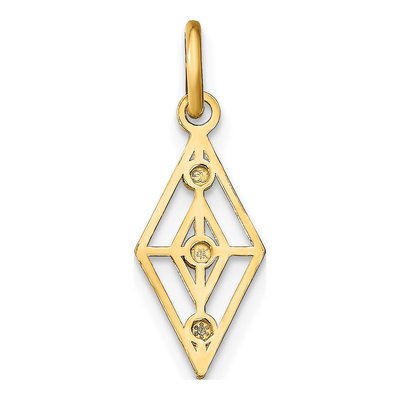 14K Yellow Gold Diamond-Cut Diamond-Shaped Charm – view 5