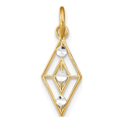 14K Yellow Gold Diamond-Cut Diamond-Shaped Charm