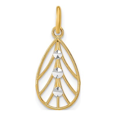 14K Yellow Gold Diamond-Cut Teardrop Pendant