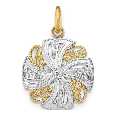 14K Yellow Gold Pinwheel Medallion Charm