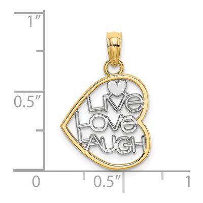 14K Yellow Gold LIVE LOVE Laugh Heart Pendant – view 4