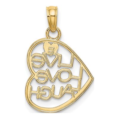14K Yellow Gold LIVE LOVE Laugh Heart Pendant – view 5
