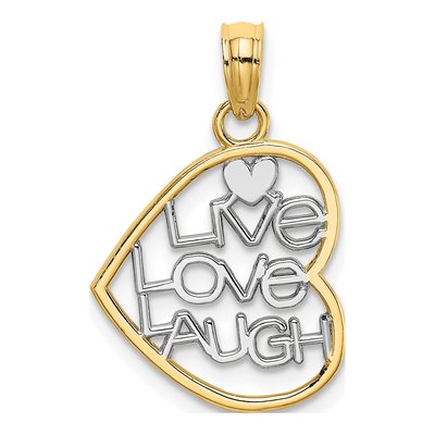 14K Yellow Gold LIVE LOVE Laugh Heart Pendant