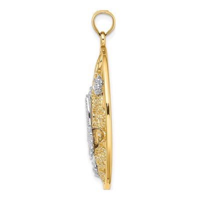 14K Two-Tone Gold Butterfly Flowers Charm – view 3