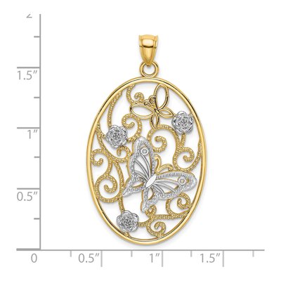 14K Two-Tone Gold Butterfly Flowers Charm – view 4
