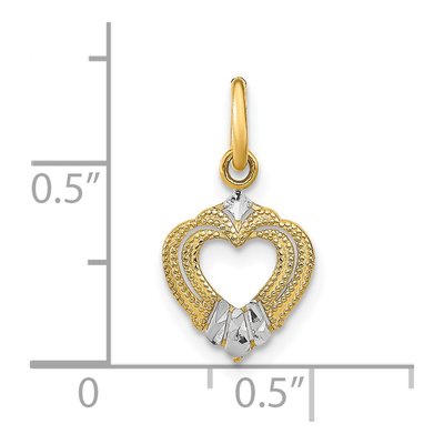 14K Yellow Gold Textured Mini Heart Charm – view 4