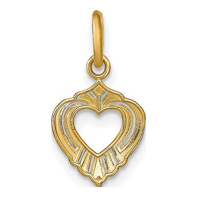 14K Yellow Gold Textured Mini Heart Charm – view 5