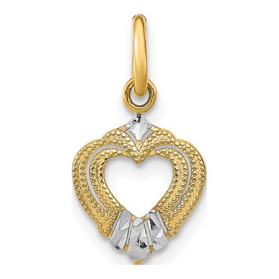 14K Yellow Gold Textured Mini Heart Charm