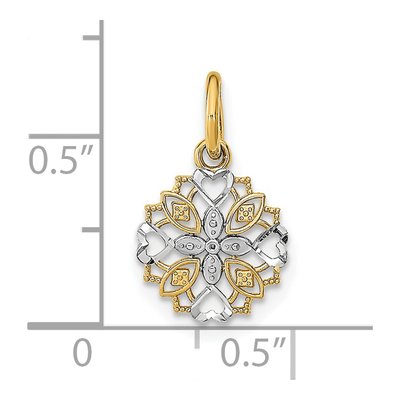 14K Yellow Gold Cut-Out Heart Flower Charm – view 4
