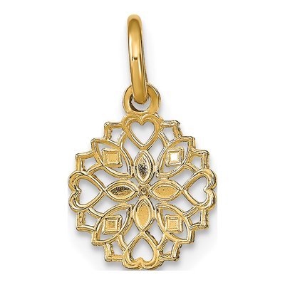 14K Yellow Gold Cut-Out Heart Flower Charm – view 5
