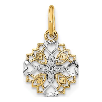 14K Yellow Gold Cut-Out Heart Flower Charm