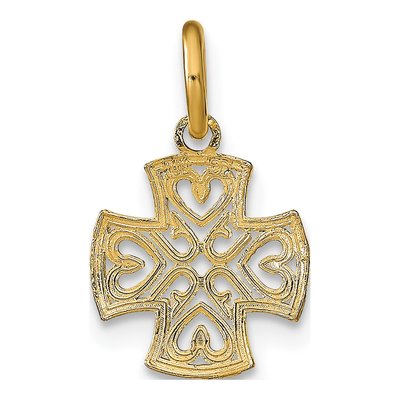 14K Yellow Gold Maltese Cross Heart Charm – view 5