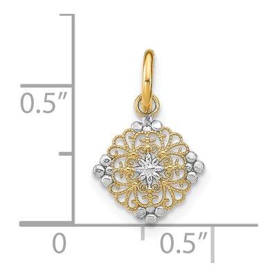 14K Yellow Gold Filigree Medallion Charm – view 4