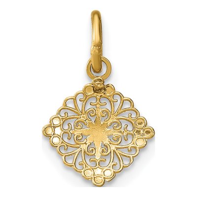14K Yellow Gold Filigree Medallion Charm – view 5