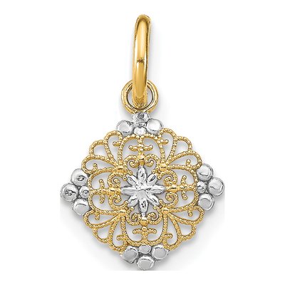 14K Yellow Gold Filigree Medallion Charm