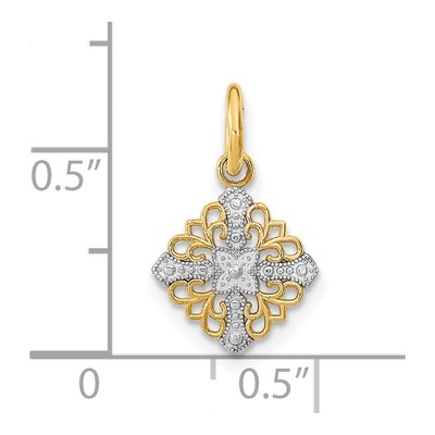 14K Yellow Gold Mini Cross Medallion Charm – view 4