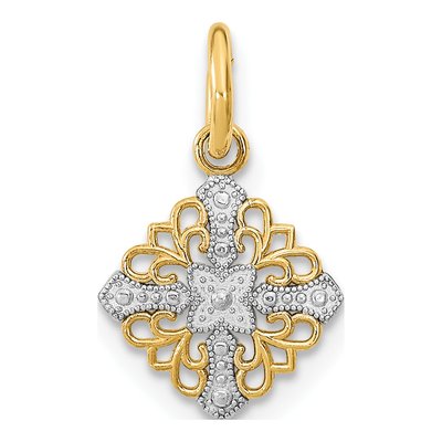 14K Yellow Gold Mini Cross Medallion Charm