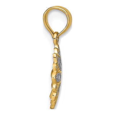 14K Yellow Gold Filigree Flower Charm – view 3