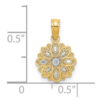 14K Yellow Gold Filigree Flower Charm – view 4
