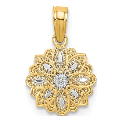14K Yellow Gold Filigree Flower Charm