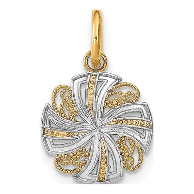 14K Yellow Gold Mini Pinwheel Medallion Charm