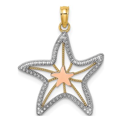 14K Two-Tone Gold Cut-Out Starfish Pendant