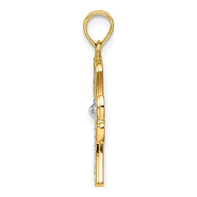 14K Yellow Gold Textured Cross Charm – view 3