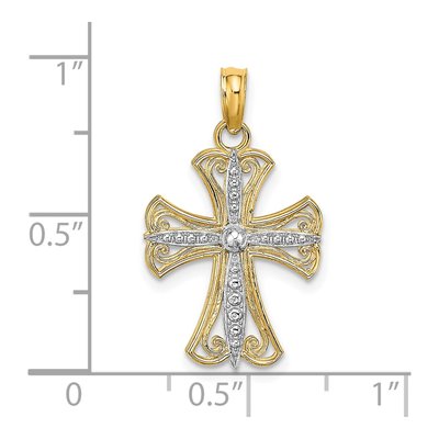 14K Yellow Gold Textured Cross Charm – view 4