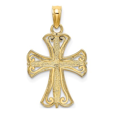 14K Yellow Gold Textured Cross Charm – view 5