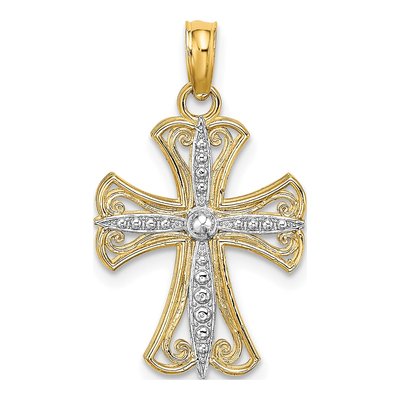 14K Yellow Gold Textured Cross Charm
