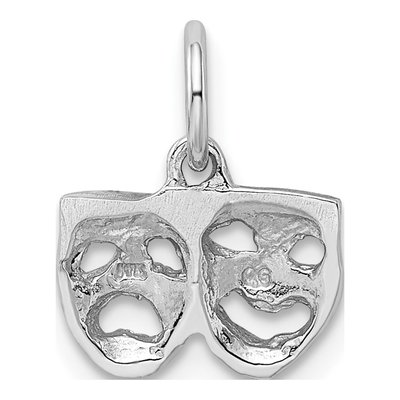 14K White Gold Comedy Tragedy Pendant – view 4