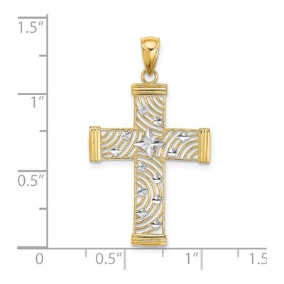 14K Yellow Gold Star Cut-Out Cross Charm – view 4