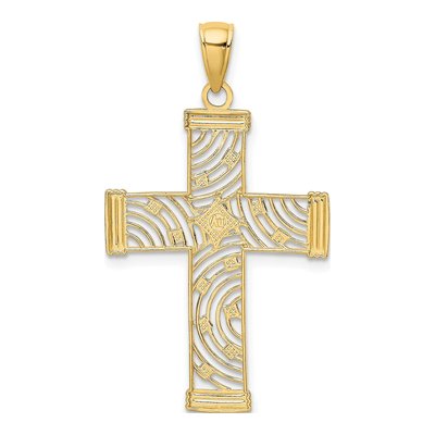 14K Yellow Gold Star Cut-Out Cross Charm – view 5