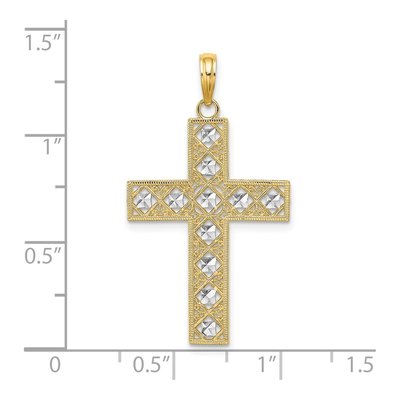 14K Yellow Gold Diamond-Cut Cross Pendant – view 4