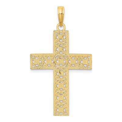 14K Yellow Gold Diamond-Cut Cross Pendant – view 5