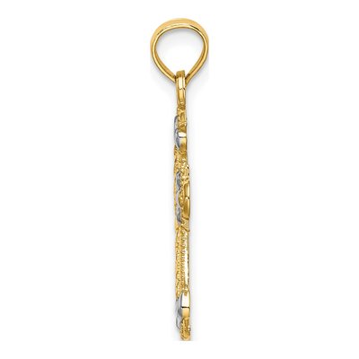 14K Yellow Gold Diamond-Cut Fleur-De-Lis Cross Charm – view 3