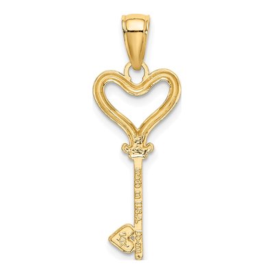 14K Yellow Gold Key Heart Charm – view 4