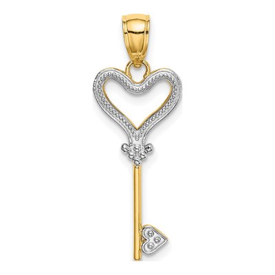 14K Yellow Gold Key Heart Charm