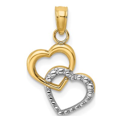 14K Yellow Gold Intertwined Hearts Charm
