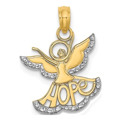 14K Yellow Gold HOPE Angel Pendant